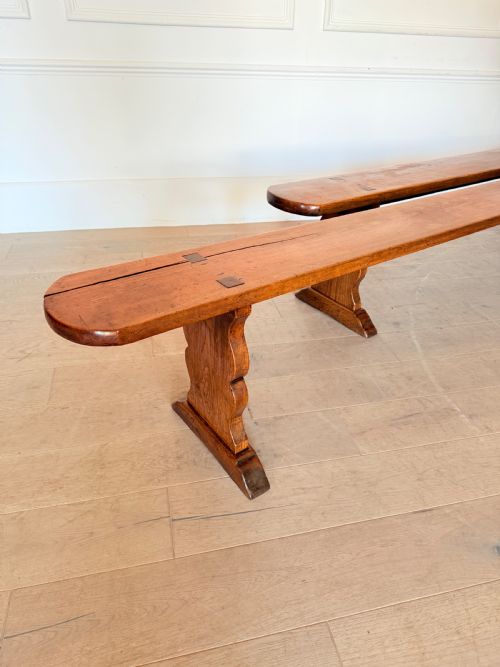 LARGE PAIR OF 19TH CENTURY CHERRYWOOD BENCHES - ADDITIONAL PHOTO 8