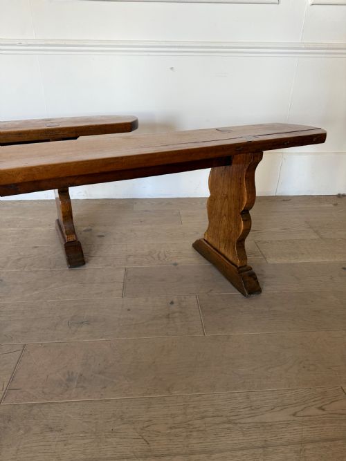 LARGE PAIR OF 19TH CENTURY CHERRYWOOD BENCHES - ADDITIONAL PHOTO 9