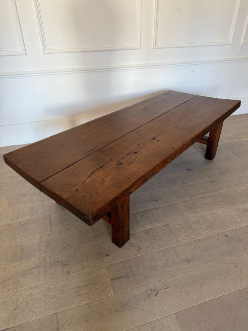 LARGE RUSTIC 19TH ELM COFFEE TABLE - ADDITIONAL PHOTO 7