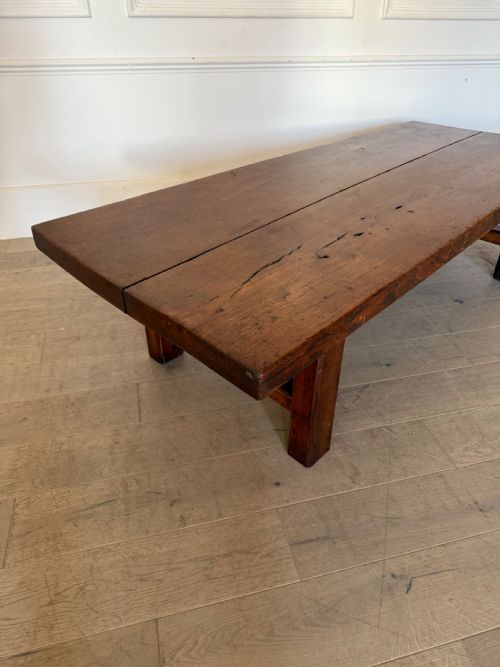 LARGE RUSTIC 19TH ELM COFFEE TABLE - ADDITIONAL PHOTO 8
