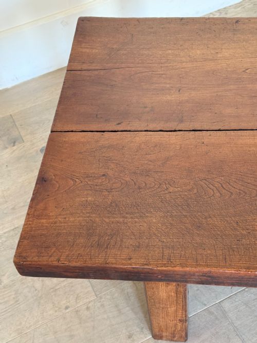 LARGE RUSTIC 19TH ELM COFFEE TABLE - ADDITIONAL PHOTO 14