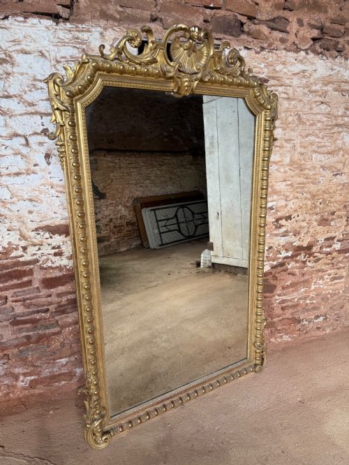 Large Antique Gilt Overmantle Mirror