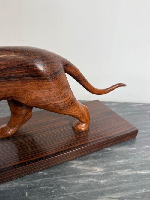 ART DECO CARVED WOOD SCULPTURE OF A PANTHER - ADDITIONAL PHOTO 7