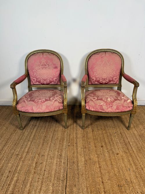 PAIR OF FRENCH OPEN ARMCHAIRS FAUTEILS - ADDITIONAL PHOTO 9
