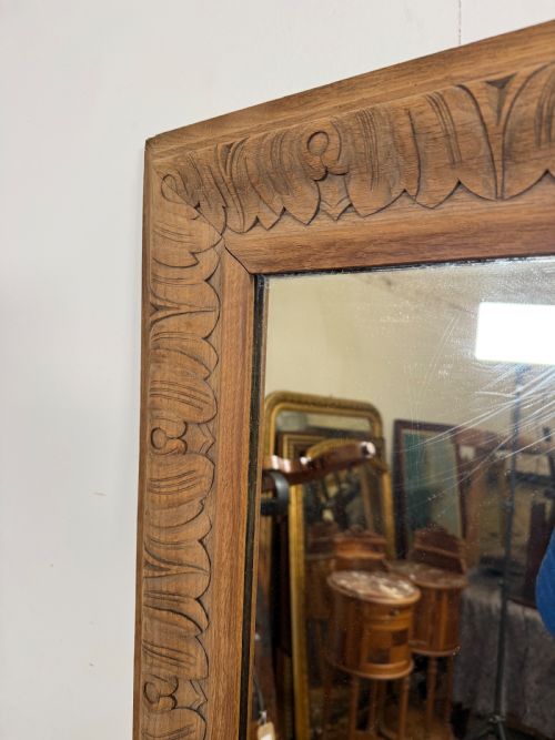 VERY LARGE 19TH CENTURY SCRUBBED OAK WALL MIRROR - ADDITIONAL PHOTO 3