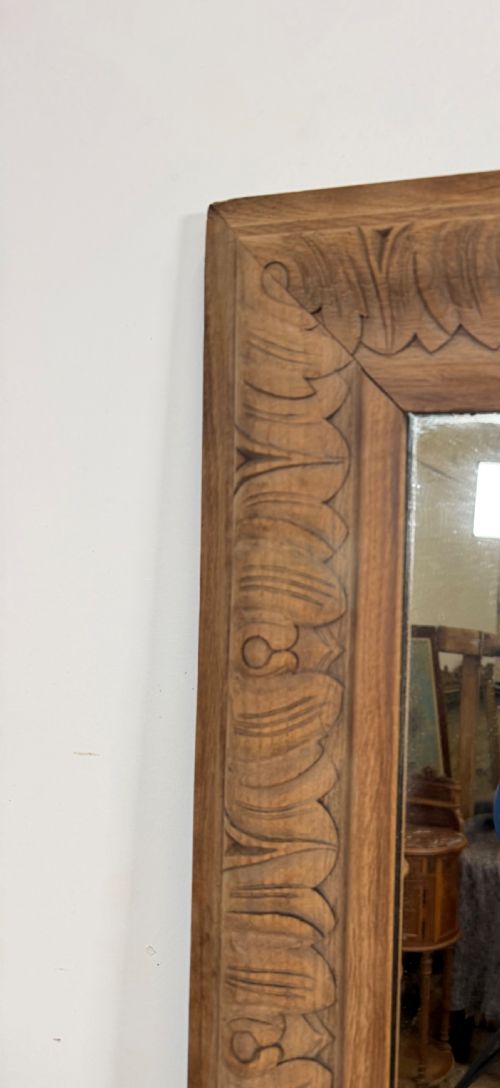 VERY LARGE 19TH CENTURY SCRUBBED OAK WALL MIRROR - ADDITIONAL PHOTO 4
