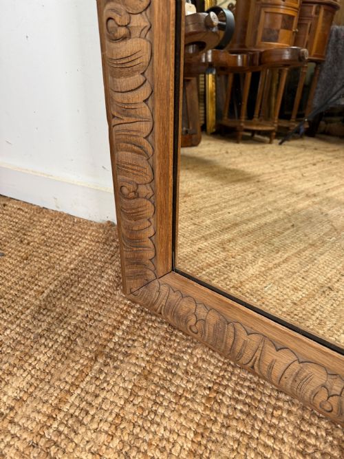 VERY LARGE 19TH CENTURY SCRUBBED OAK WALL MIRROR - ADDITIONAL PHOTO 7