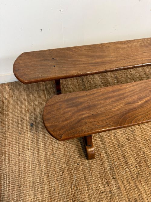 PAIR OF EARLY 20TH CENTURY FRENCH ELM BENCHES - ADDITIONAL PHOTO 4