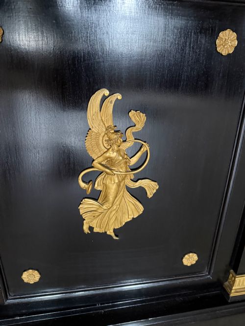 LATE 19TH CENTURY FRENCH EMPIRE STYLE EBONISED BOOKCASE - ADDITIONAL PHOTO 9