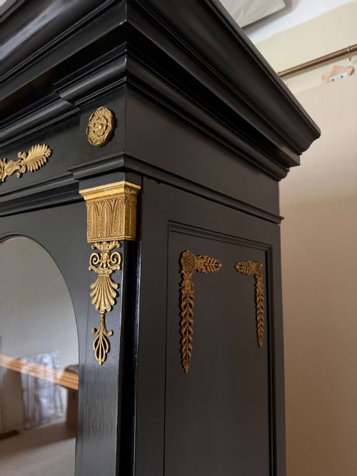 LATE 19TH CENTURY FRENCH EMPIRE STYLE EBONISED BOOKCASE - ADDITIONAL PHOTO 10