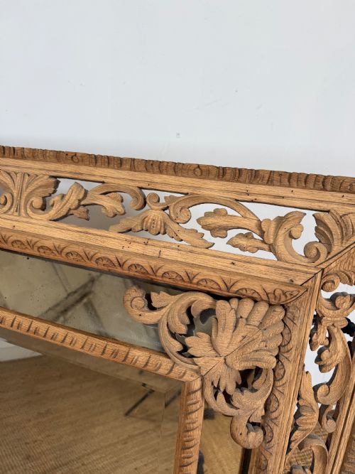 LARGE HENRI II SCRUBBED OAK CUSHION MIRROR - ADDITIONAL PHOTO 2