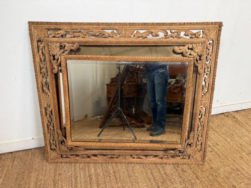 LARGE HENRI II SCRUBBED OAK CUSHION MIRROR - ADDITIONAL PHOTO 8