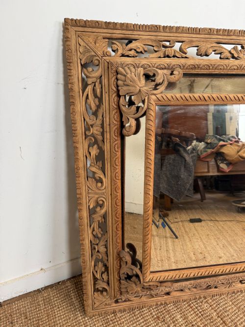 LARGE HENRI II SCRUBBED OAK CUSHION MIRROR - ADDITIONAL PHOTO 9