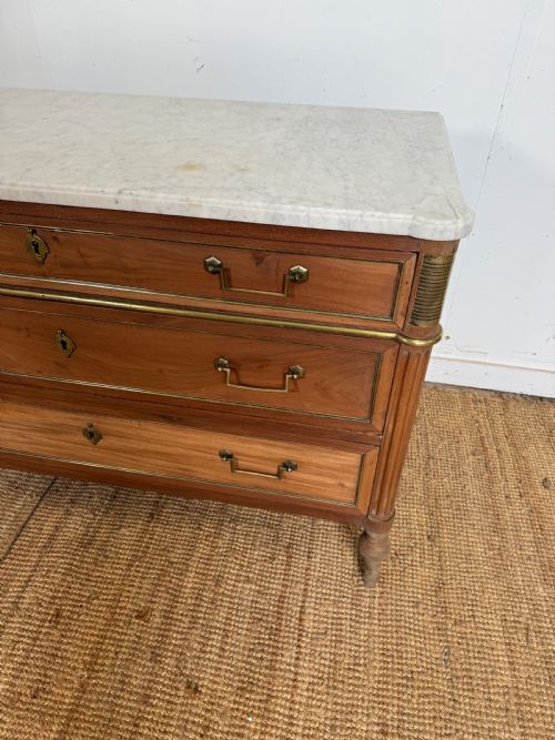LOUIS XVI STYLE SCRUBBED MAHOGANY COMMODE CHEST OF DRAWERS - ADDITIONAL PHOTO 12