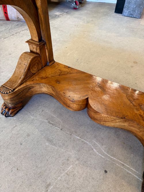 LATE 19TH CENTURY FRENCH LOUIS PHILIPPE BURR WALNUT AND MARBLE TOPPED CONSOLE TABLE - ADDITIONAL PHOTO 4
