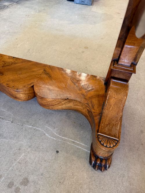 LATE 19TH CENTURY FRENCH LOUIS PHILIPPE BURR WALNUT AND MARBLE TOPPED CONSOLE TABLE - ADDITIONAL PHOTO 5