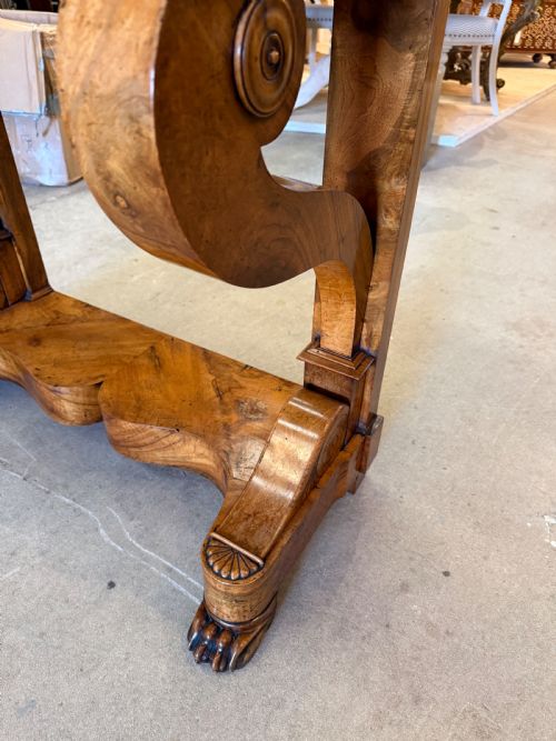 LATE 19TH CENTURY FRENCH LOUIS PHILIPPE BURR WALNUT AND MARBLE TOPPED CONSOLE TABLE - ADDITIONAL PHOTO 6