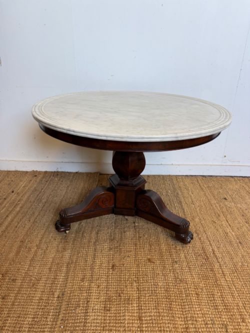 19th Century Gueridon / Centre Table with White Marble Top