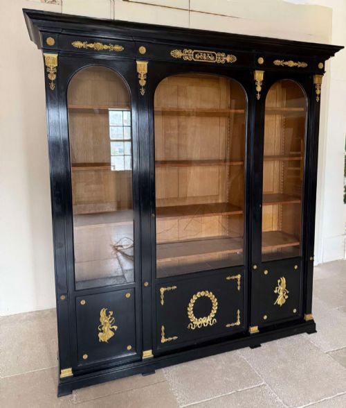Late 19th Century French Empire Style Ebonised Bookcase