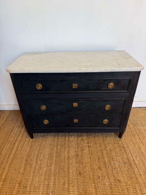 19th Century French White Marble Topped Painted Commode