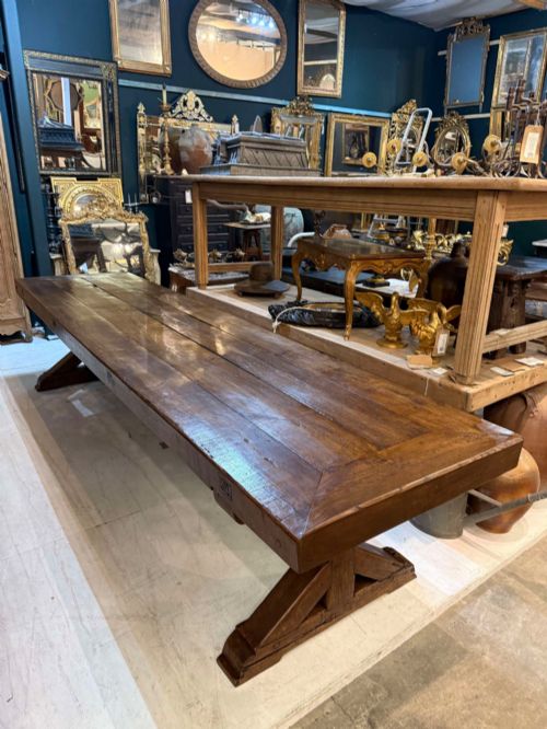 LATE 19TH CENTURY FRENCH OAK REFECTORY TABLE 3.6m