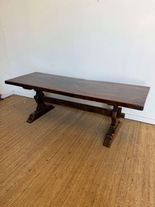 Early 20th Century French Single Planked Top Refectory Table