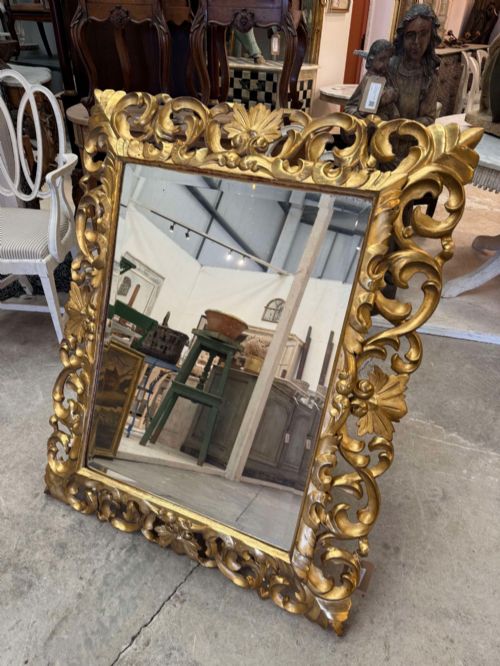 Mid-19th Century French Gilded Mirror , Carved Wooden Frame