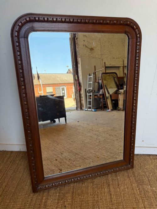 Late 19th Century French Carved Oak Arched Topped Mirror
