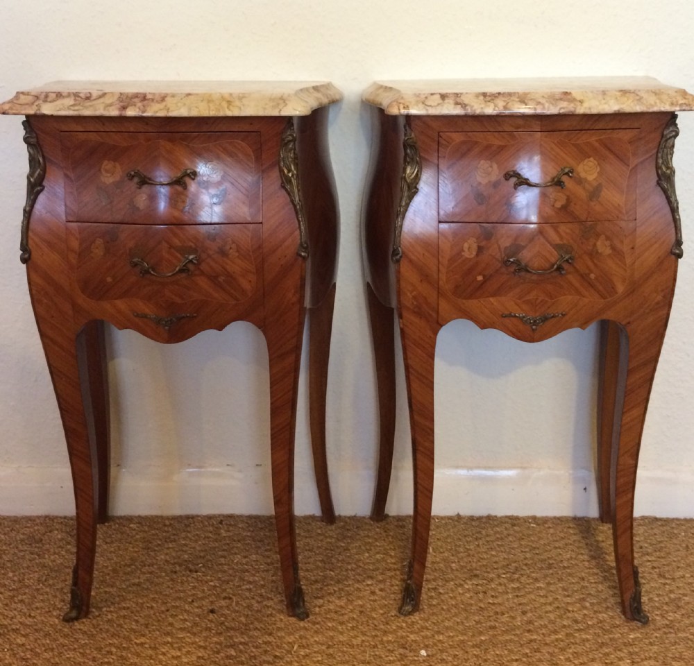 Pair of inlaid bedside cabinets 