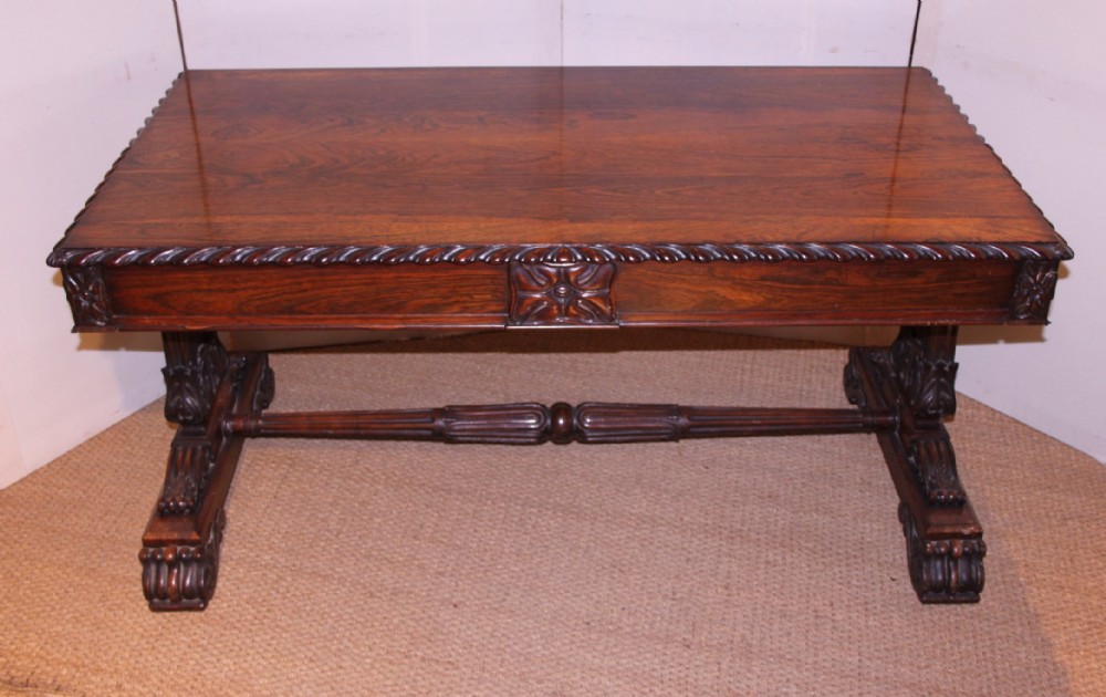 George IV rosewood writing table / library table 