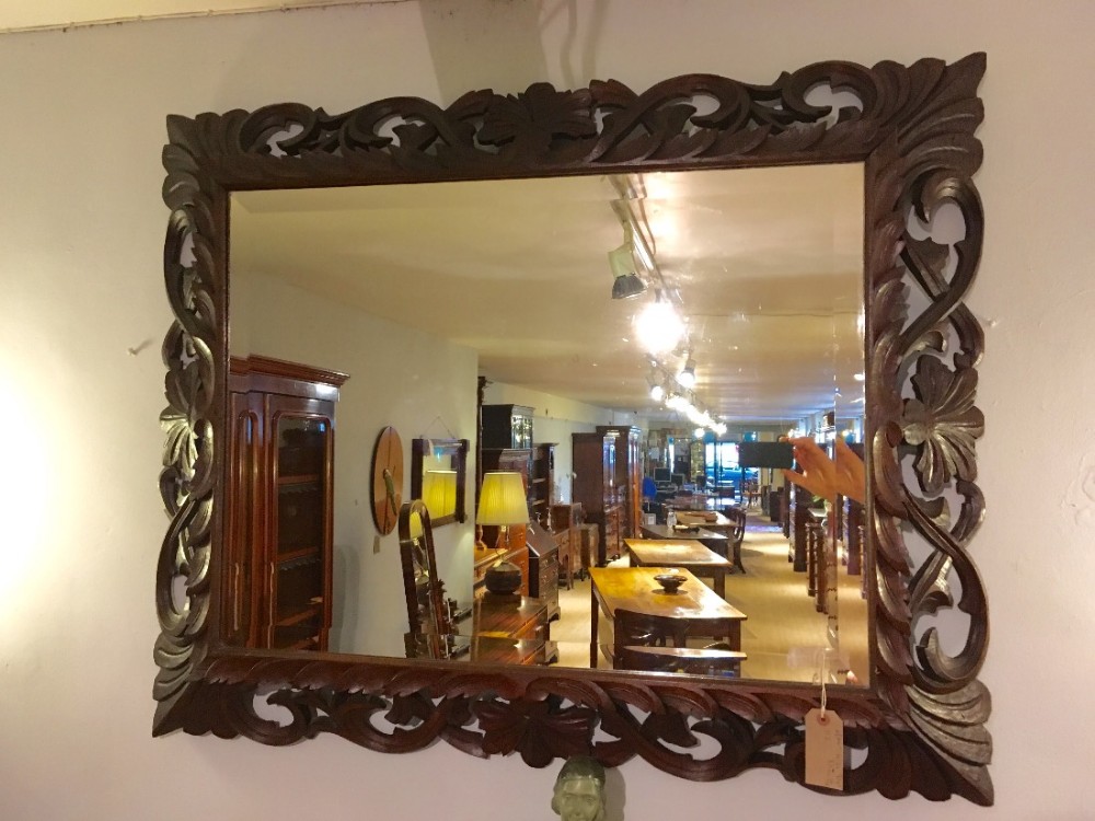 Antique carved oak mirror 