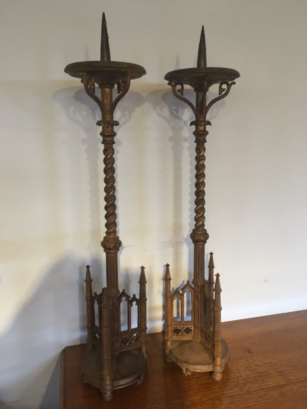 Pair of gothic style candlesticks  View III