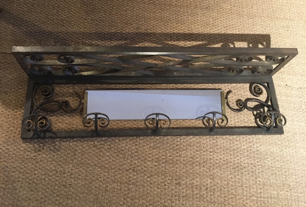Art Deco wrought iron hat and coat rack 
