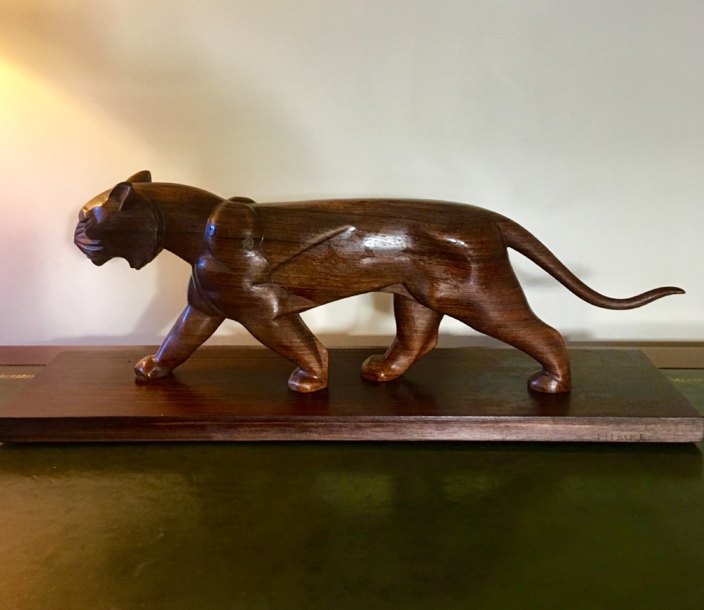 Art Deco carved sculpture of a panther 