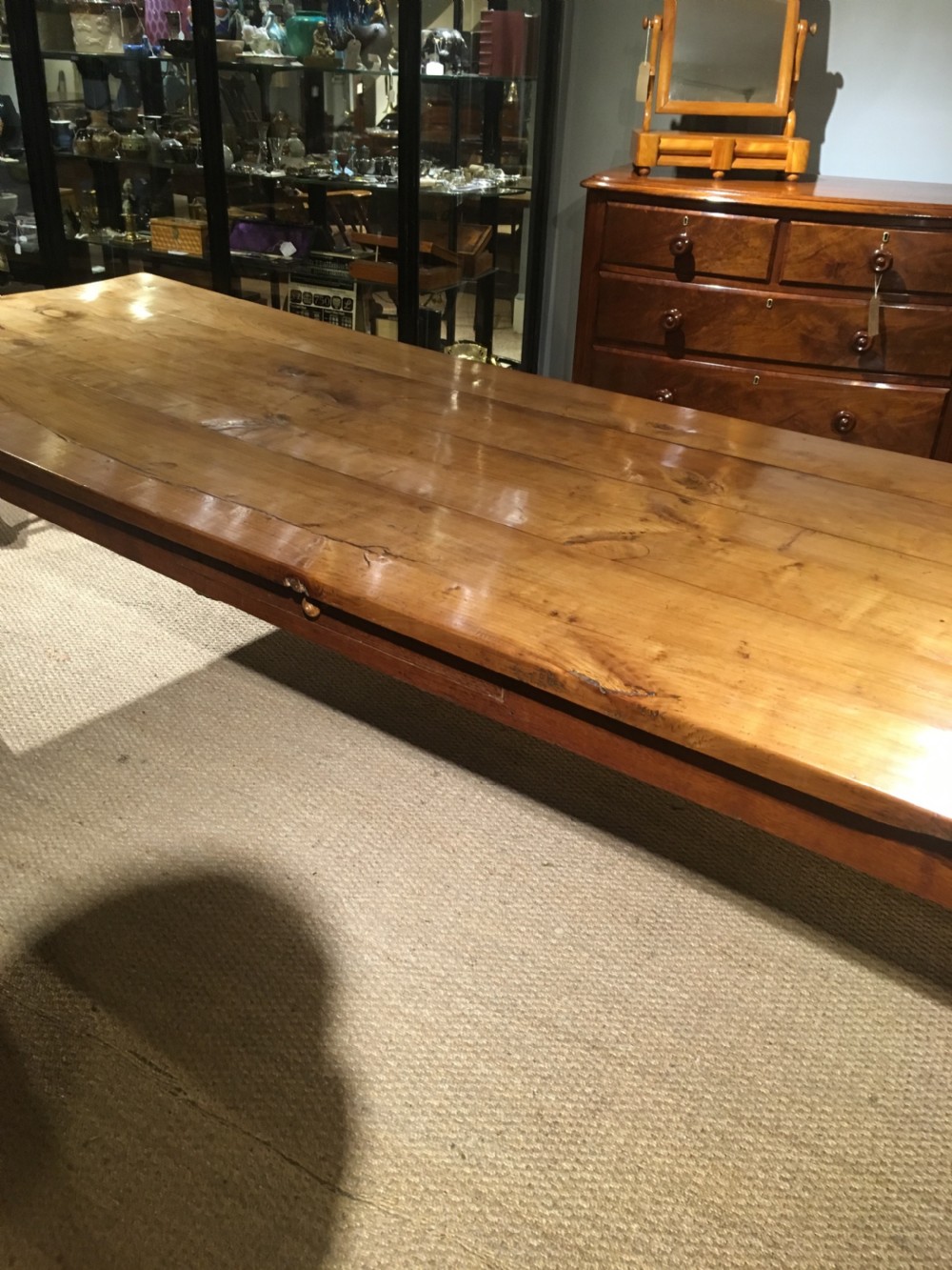 Long and wide cherrywood farmhouse table  View II