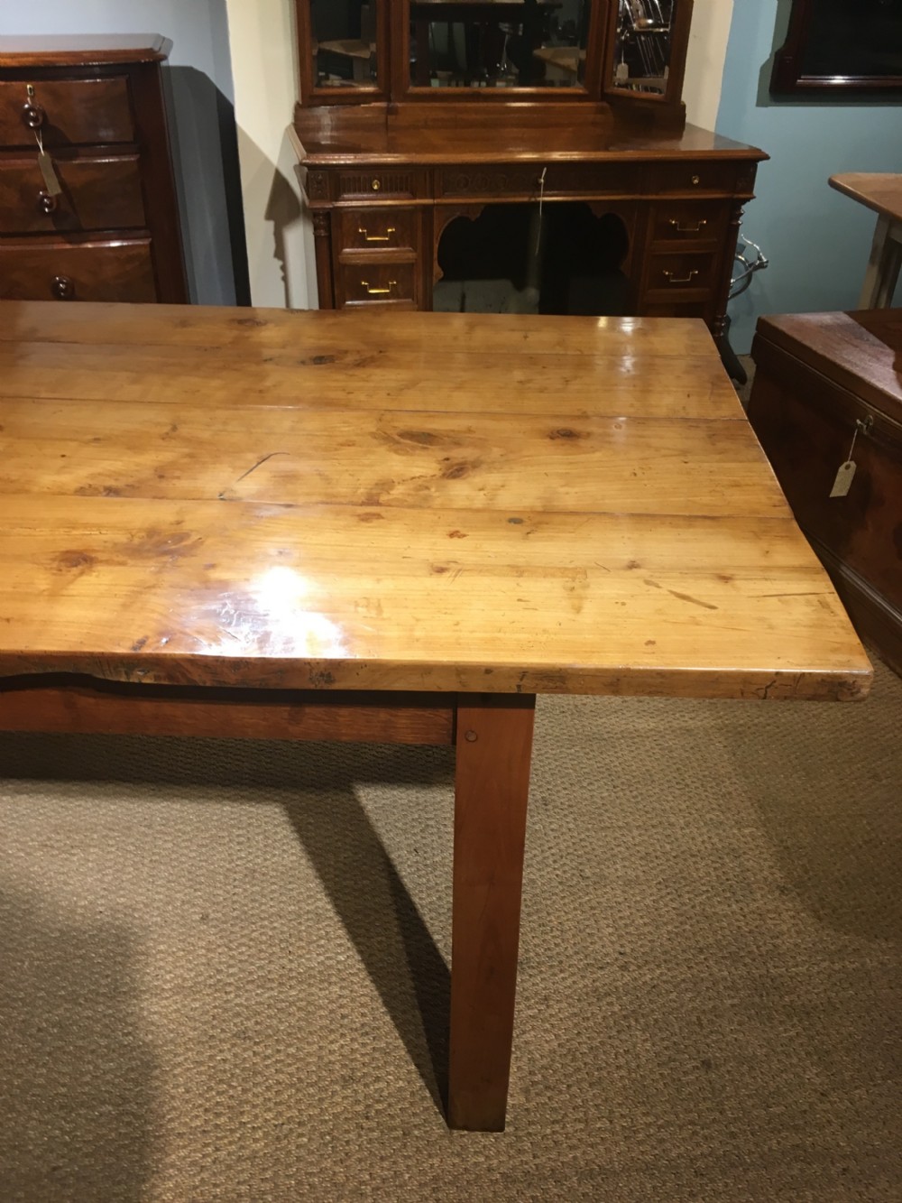 Long and wide cherrywood farmhouse table  View III