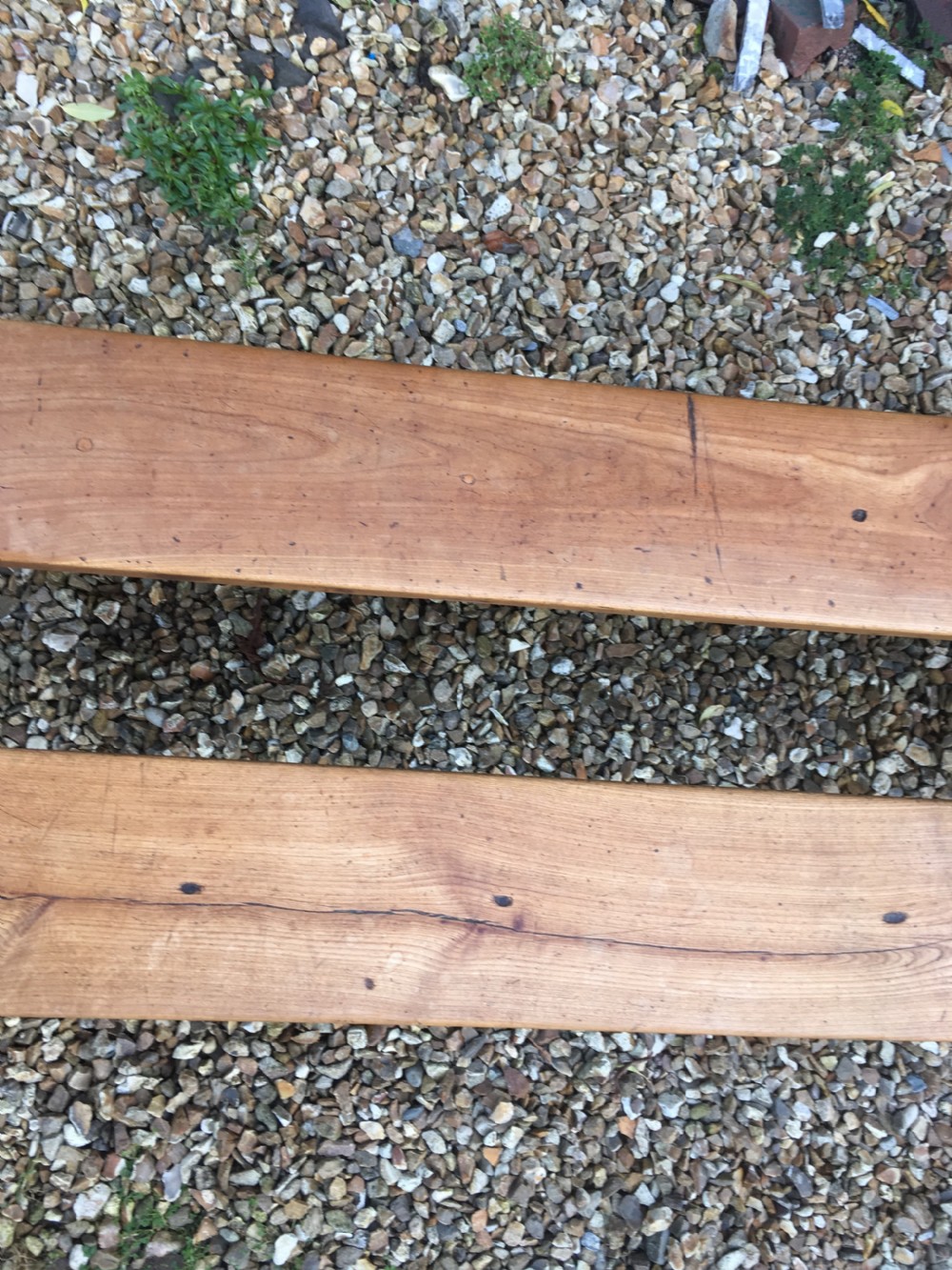 Long pair of cherrywood farmhouse benches View IV