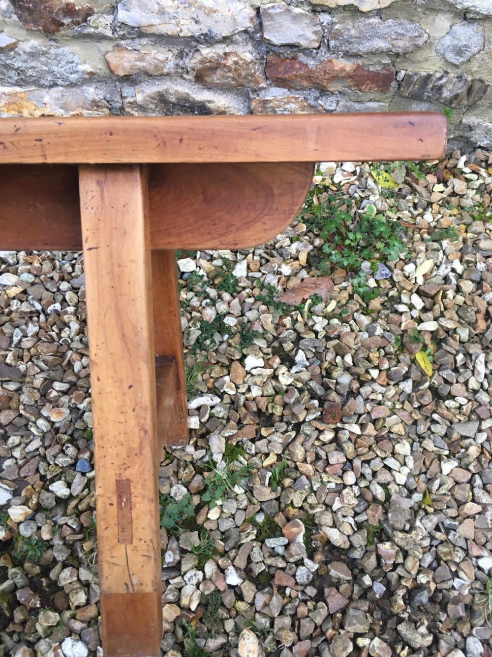 Long pair of cherrywood farmhouse benches View VII