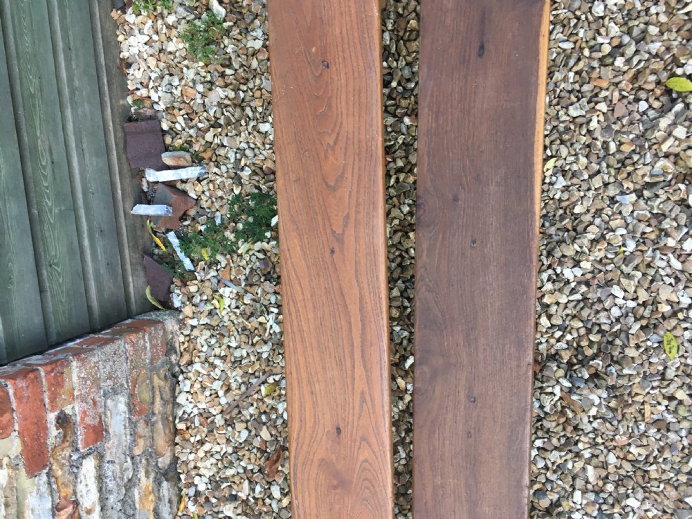 Long pair of oak benches  View II