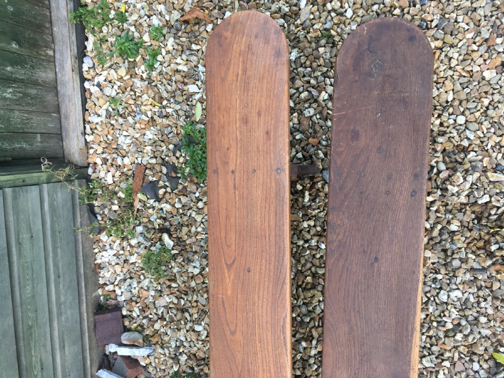 Long pair of oak benches  View III