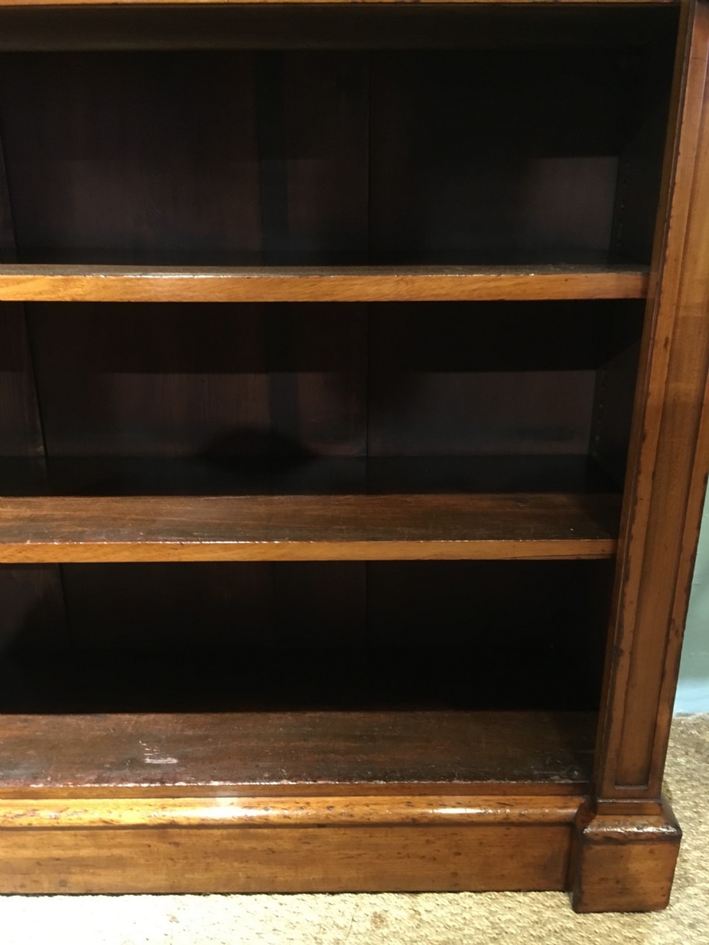 Victorian mahogany open bookcase  View II