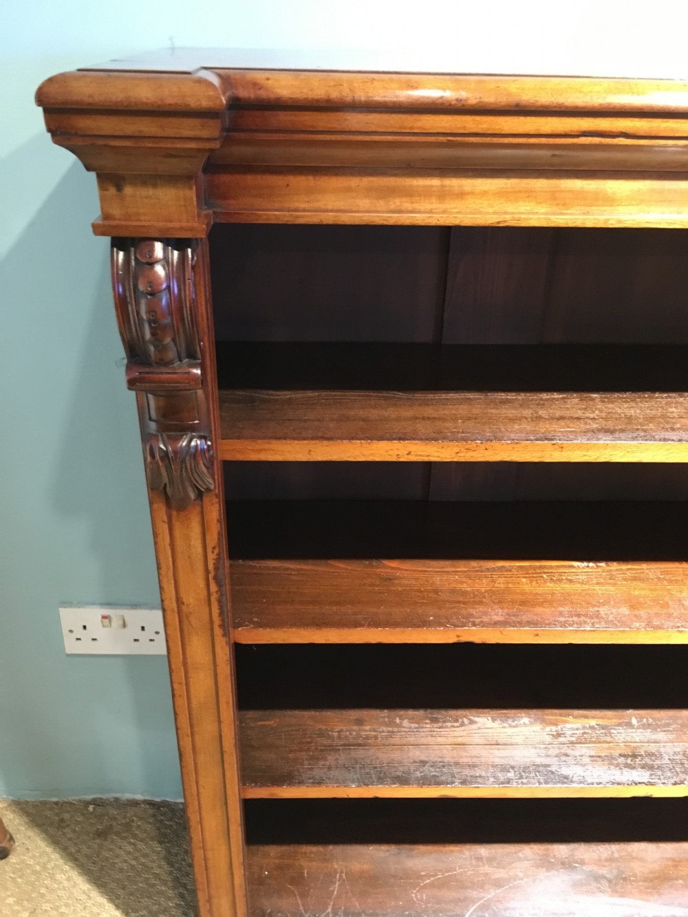 Victorian mahogany open bookcase  View III