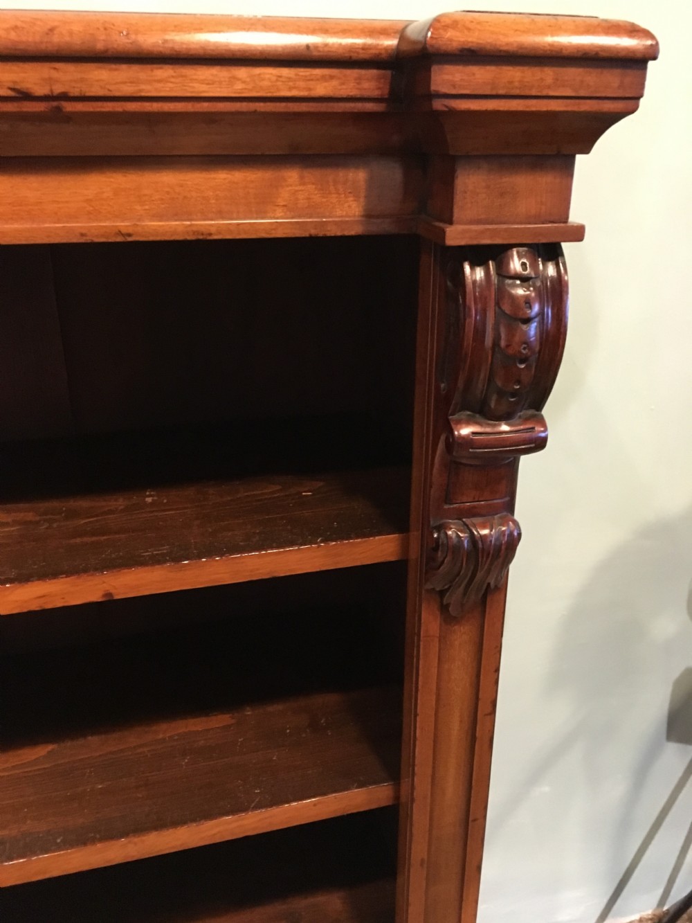 Victorian mahogany open bookcase  View IV