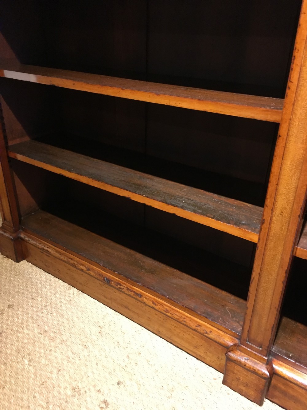 Victorian mahogany open bookcase  View V