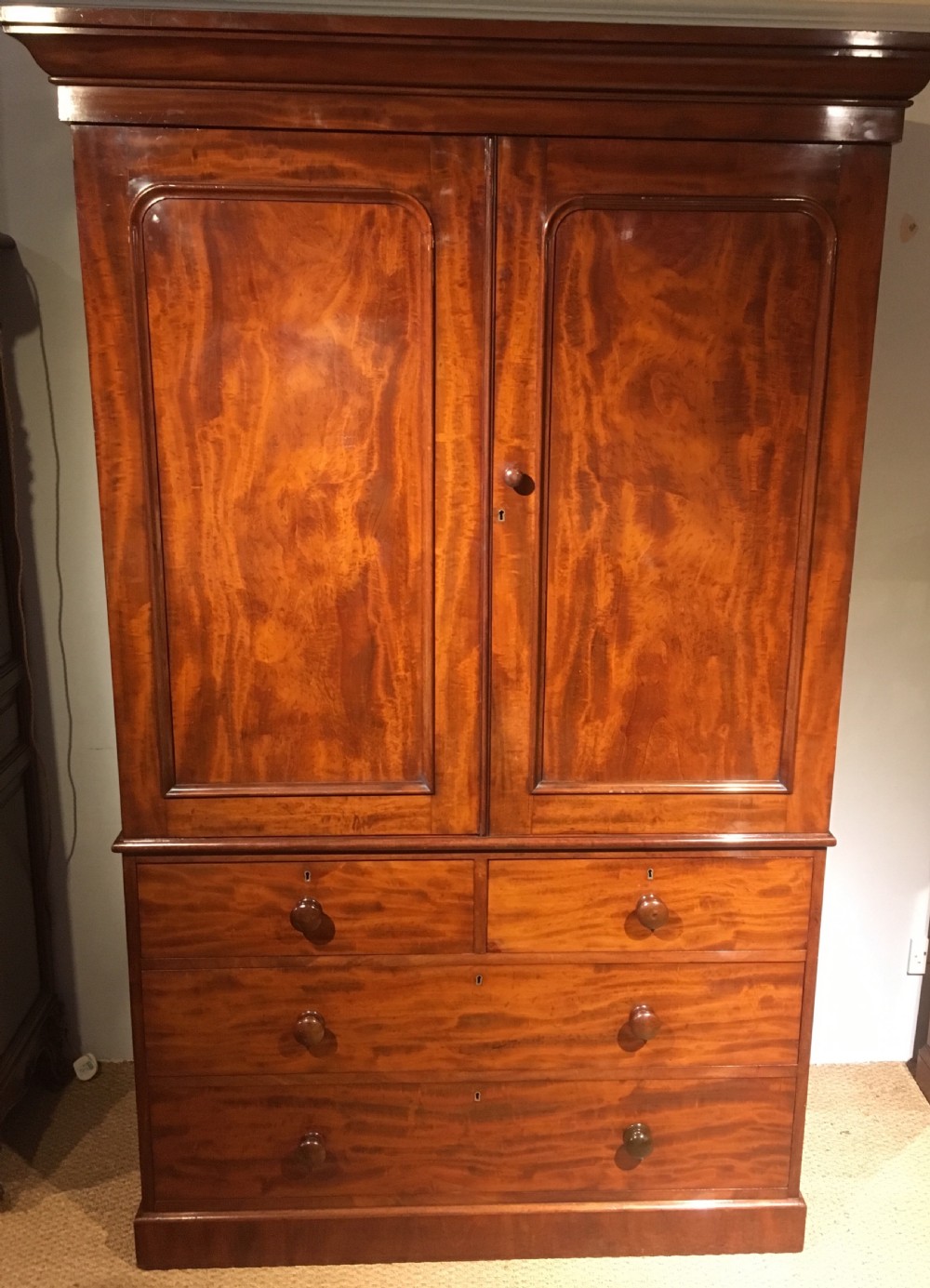 Victorian mahogany linen press 