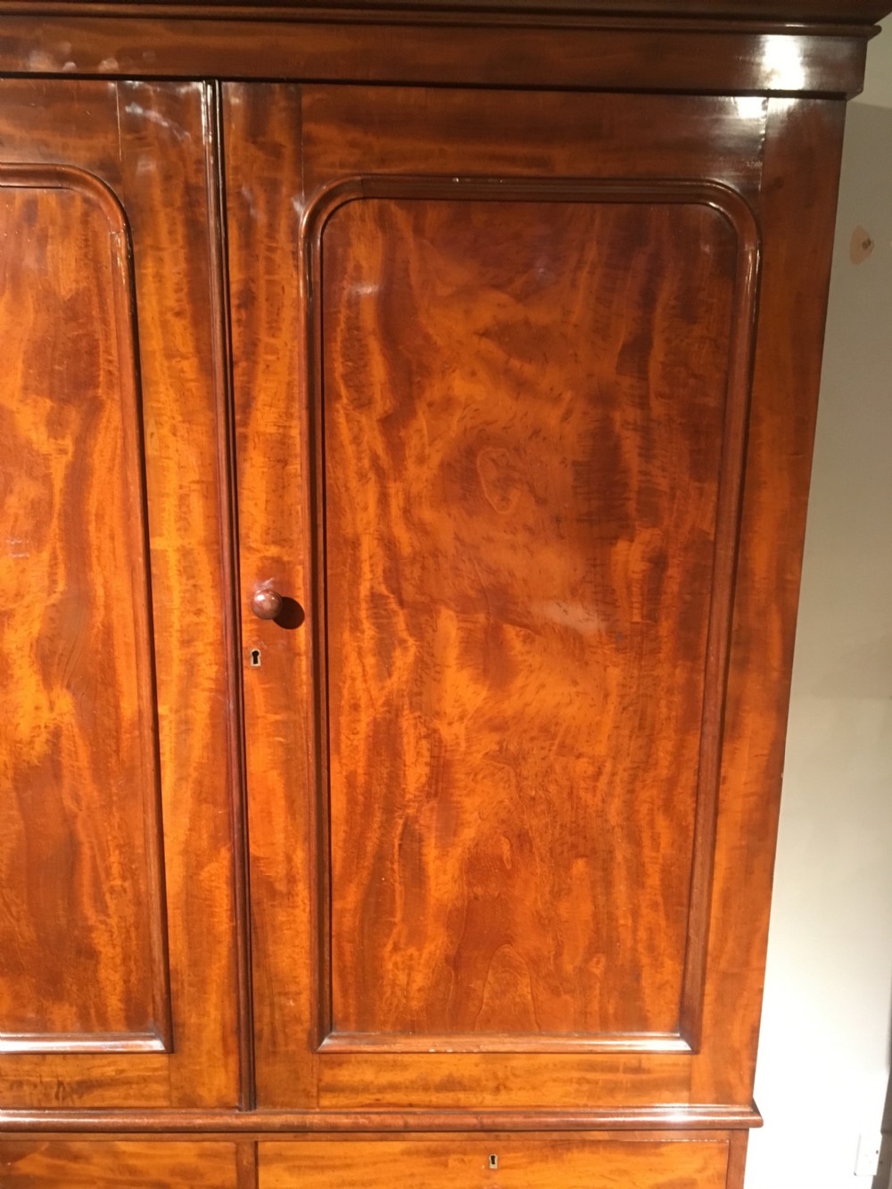 Victorian mahogany linen press  View II
