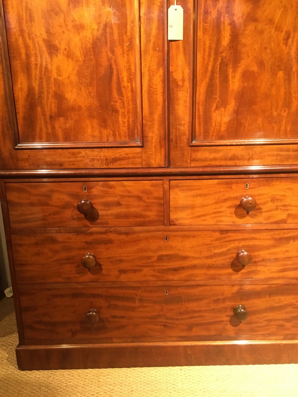 Victorian mahogany linen press  View X
