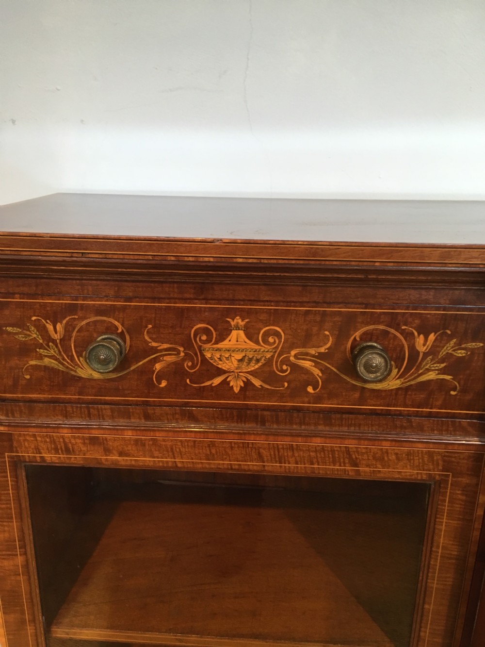 Edwardian mahogany  inlaid bookcase  View II