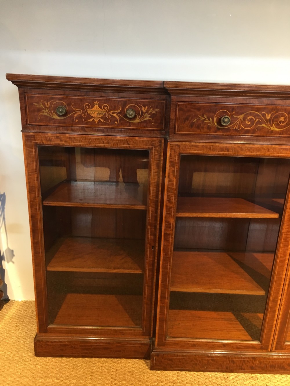 Edwardian mahogany  inlaid bookcase  View III