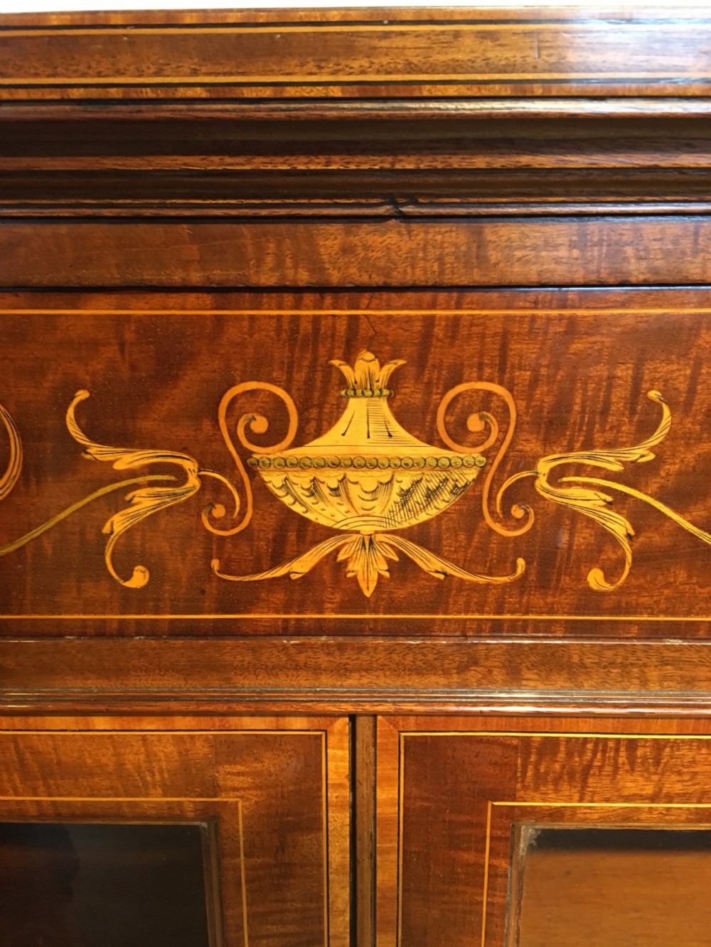 Edwardian mahogany  inlaid bookcase  View VI